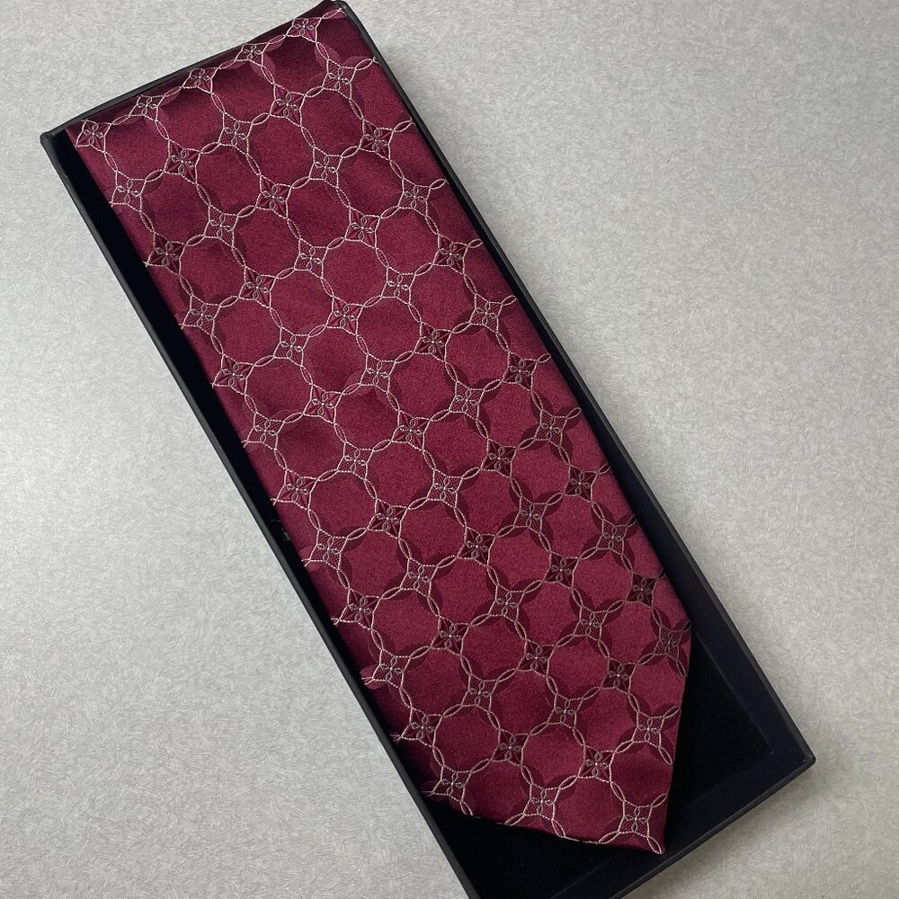 Vintage Burgundy Calvin Klein Men's Tie
